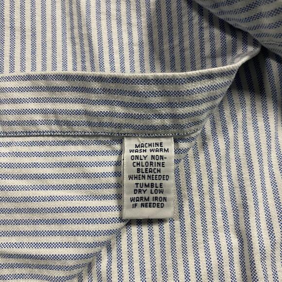 Ralph Lauren Shirt Mens 16.5 34/35 Blue White Stripe Classic Fit Oxford - Picture 4 of 8